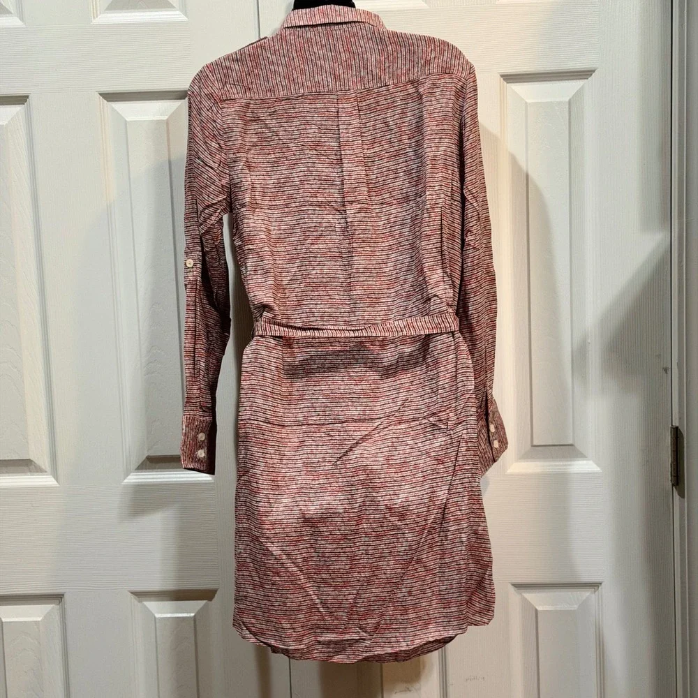 NWOT 11 1 Tylho Women's Button Down Shirt Dress Size Medium Red Blue Striped - Picture 3 of 4